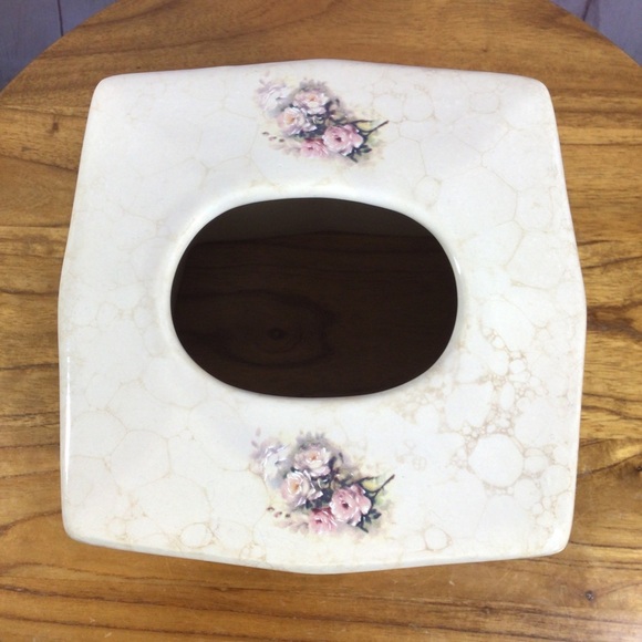 Vintage Athena Rose Ceramic Tissue Box Cover - Made in USA - Picture 7 of 8